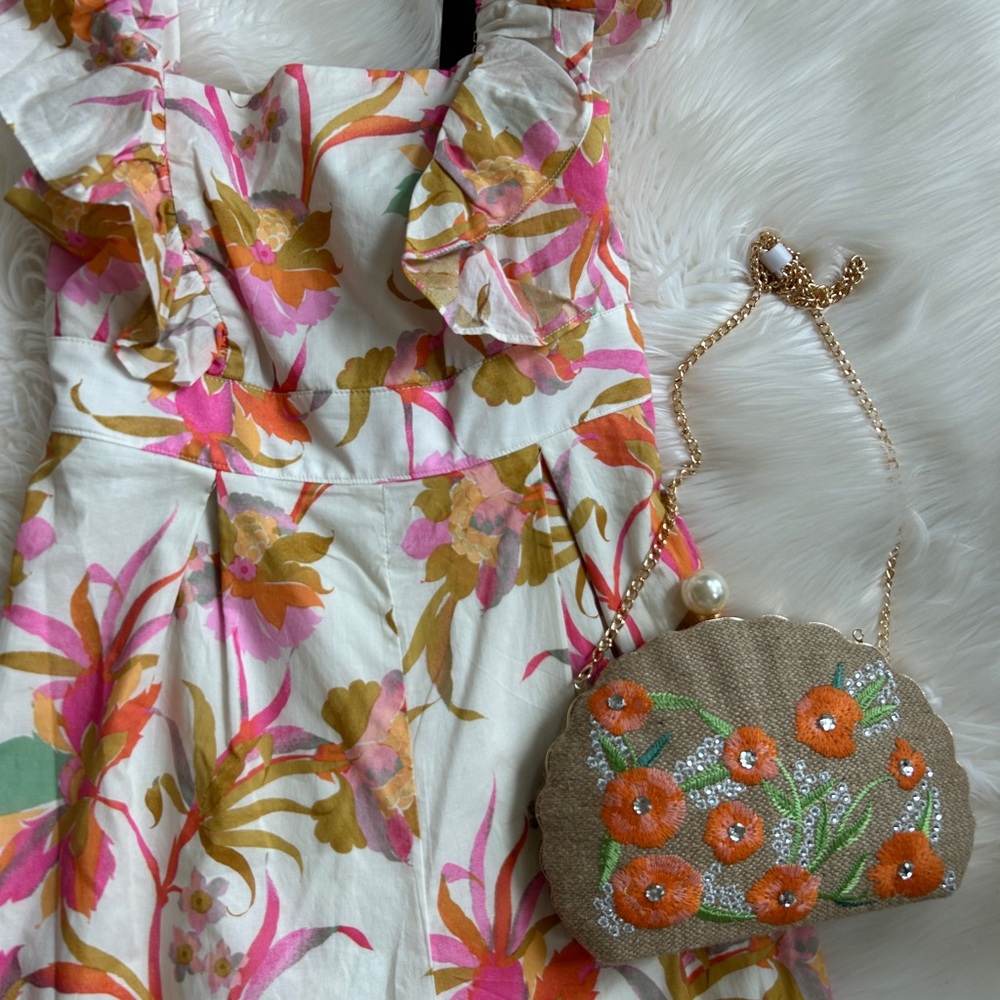 Lord and Taylor Floral Ruffle Jumpsuit